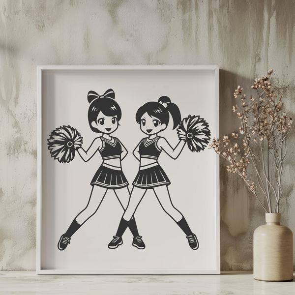 Cheerful Female Athlete Illustration A female cheerleader in sport attire, posing with confidence.
