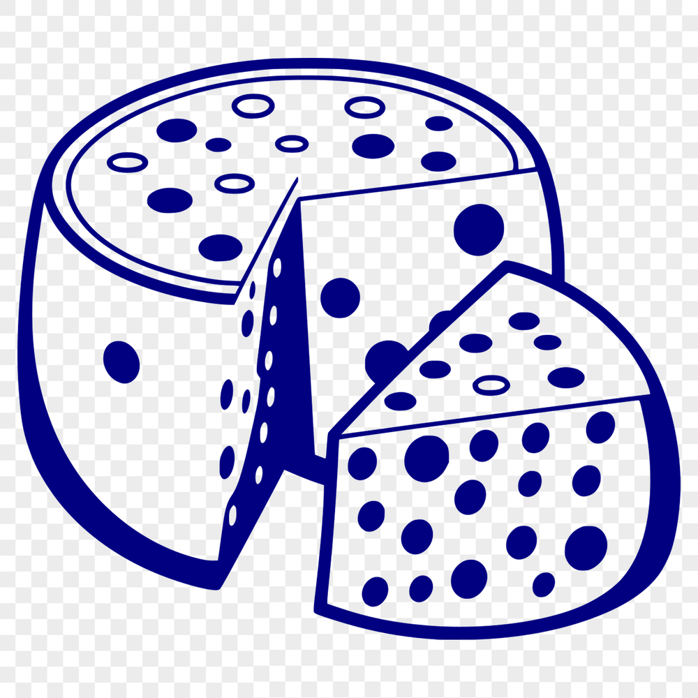 Illustrative Cheese Design A detailed illustration of a wedge-shaped cheese with smooth texture.