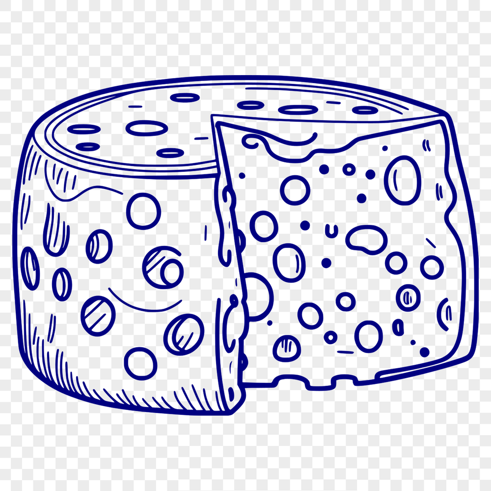 Cheese Illustration Vector Graphics A digital illustration of a wedge-shaped block of cheese in vector format.