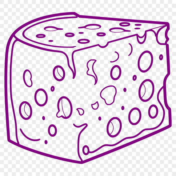 Beautiful Wedge of Cheese Clip Art Design A 2D illustration of a wedge of cheese in a variety of formats including SVG.