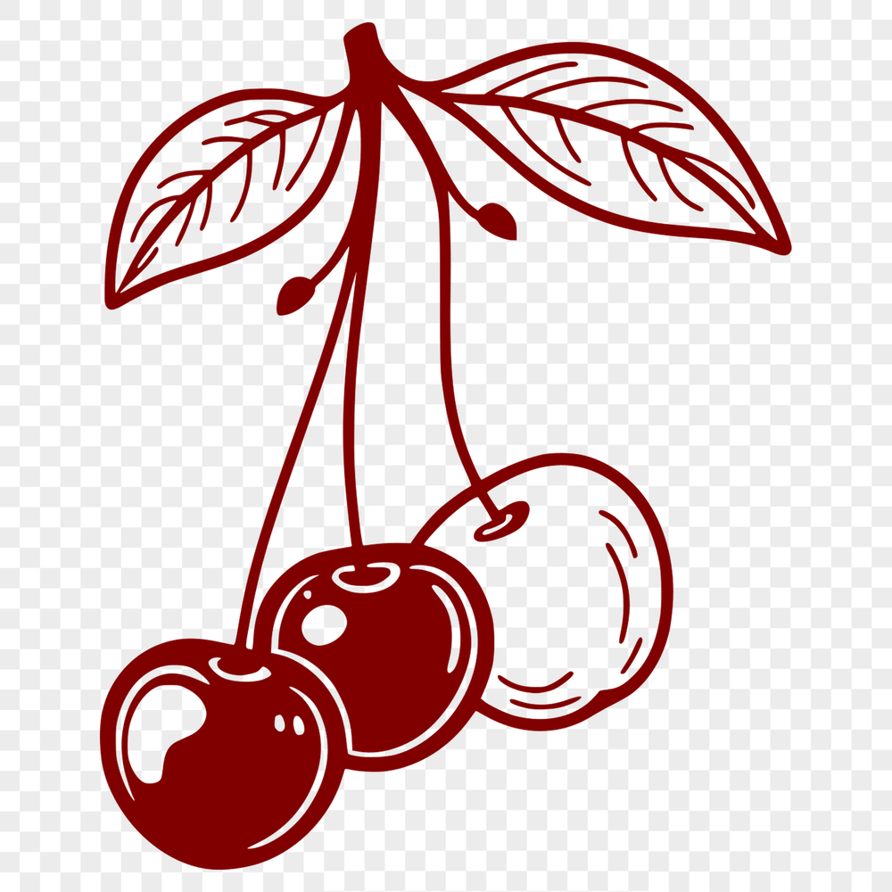 Single Cherry Design Element A realistic illustration of a single cherry fruit, suitable for various design purposes.