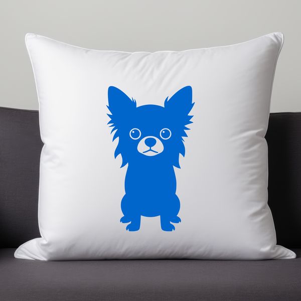 A digital illustration of a small Chihuahua dog in silhouette form.