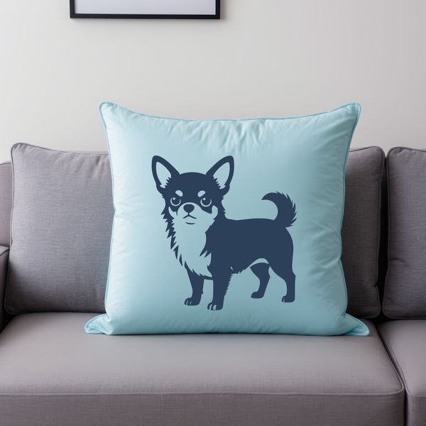 Illustration of a small dog breed, specifically a Chihuahua, in silhouette style.