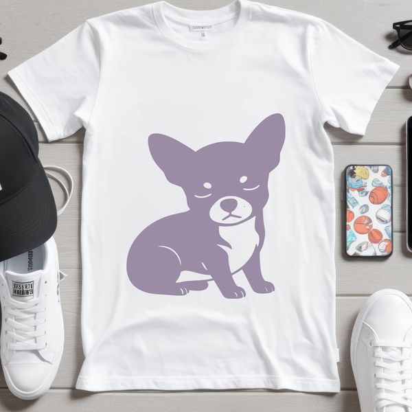 Simple outline graphic of a Chihuahua for digital use.