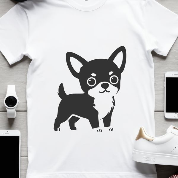 Simple silhouette design of a Chihuahua animal icon.