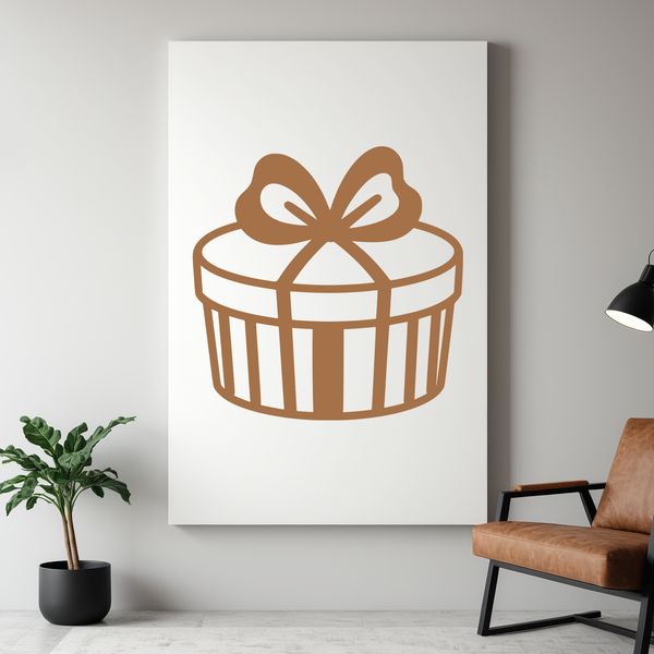 A decorative gift box with a ribbon and bow, ideal for vector designs and cutting machines.