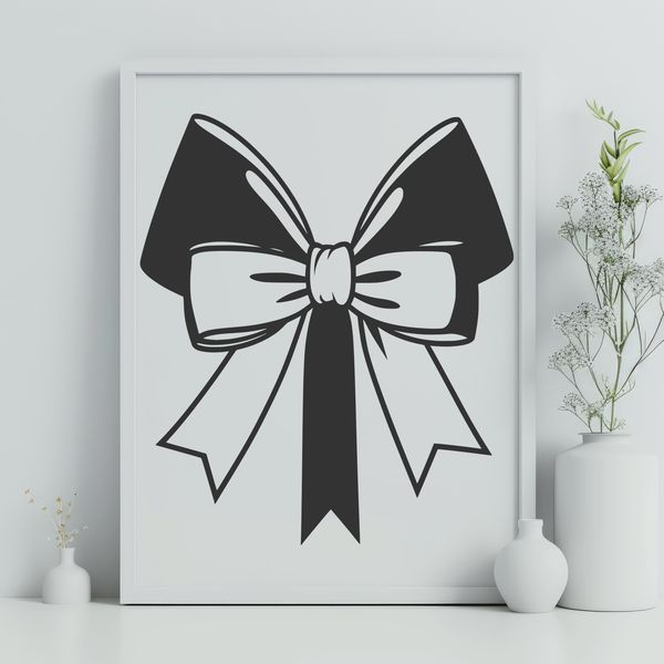 Free Printable Bow Template A simple bow design made with vector lines and curves, suitable for printing or digital use.
