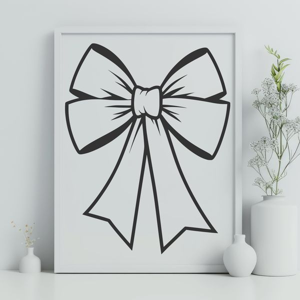 Hand-Drawn Bow Clip Art A simple, hand-drawn bow design made from a single line, suitable for printing or cutting out.