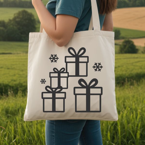 A decorative gift box made from paper or cardstock, ideal for wrapping presents during Christmas season.