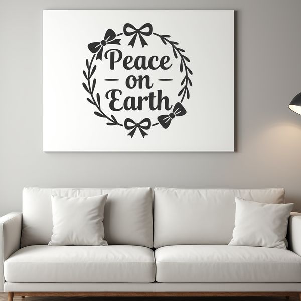 A vector illustration of a festive holiday message reading Peace on Earth.