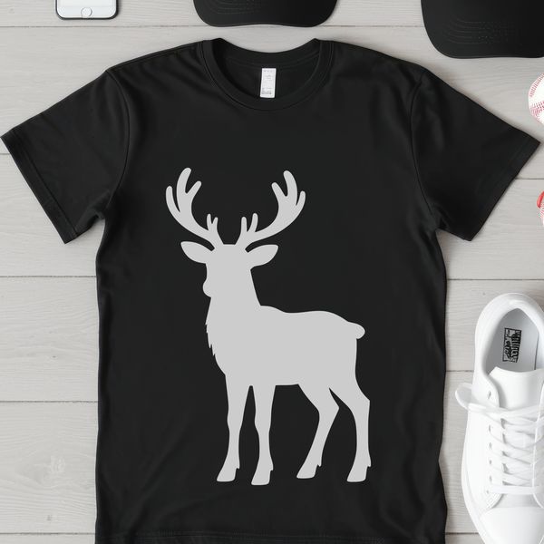 A digital illustration of a reindeer in silhouette form.