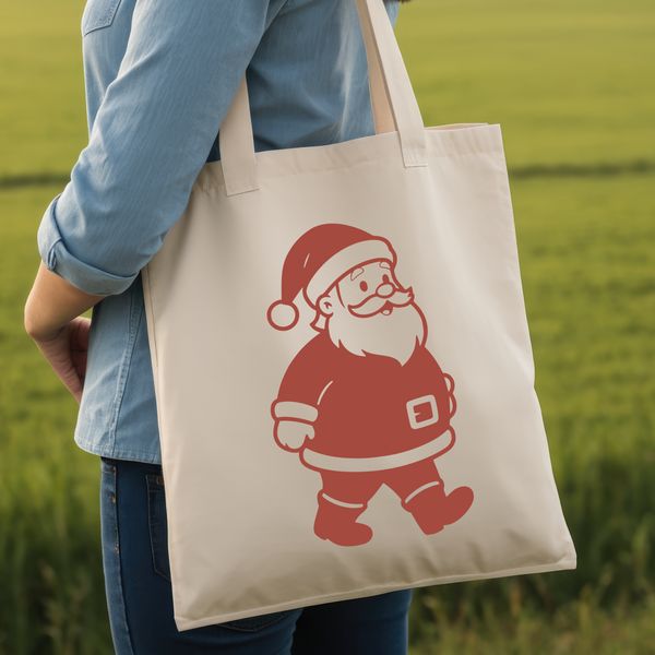 Jolly Christmas figure in traditional red suit and hat.