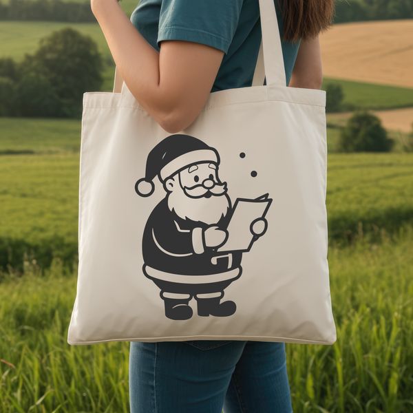 A vector illustration of Father Christmas in silhouette with festive details.