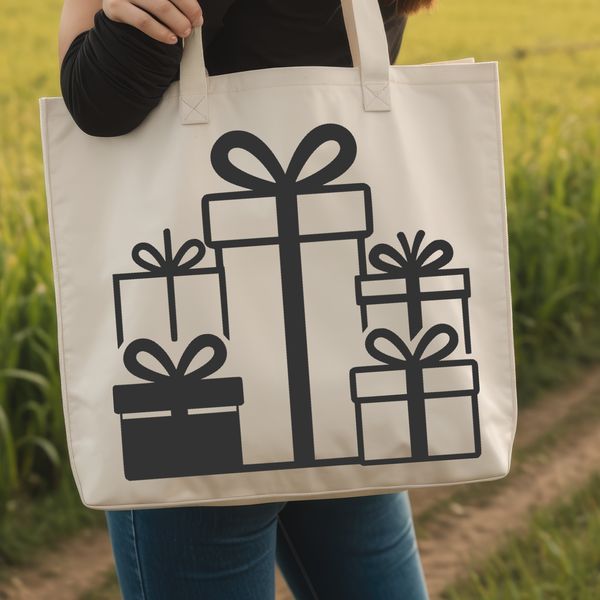 A 2D vector illustration of a gift box with decorative elements.