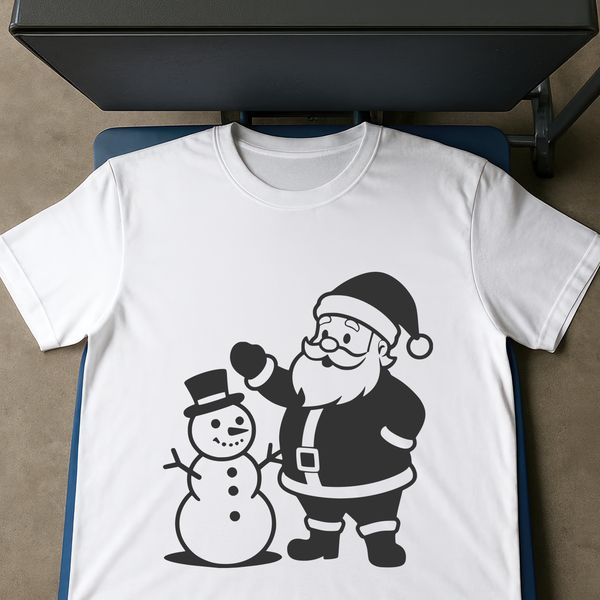 SVG illustration of Father Christmas in a red suit holding a sack and smiling.