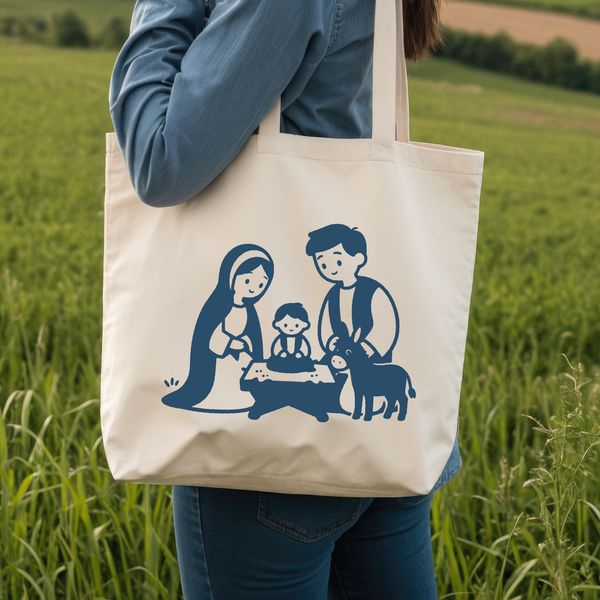 A traditional Nativity scene depicted in a simple vector design.