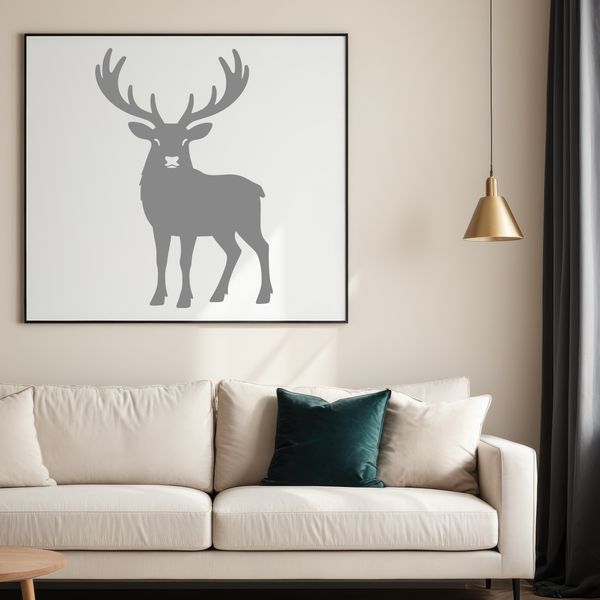 Antlered deer in festive holiday attire