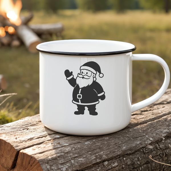 A vector illustration of Father Christmas in a red suit with a white beard.