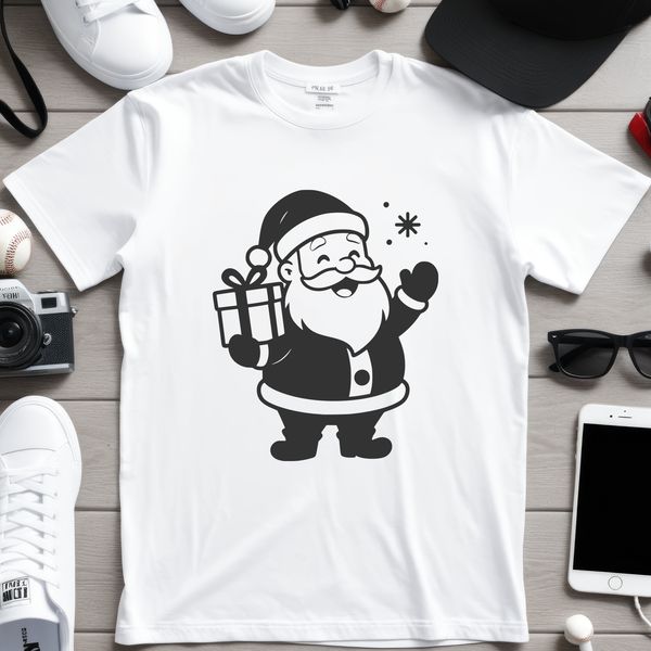 A vector illustration of a smiling Santa Claus in traditional holiday attire.