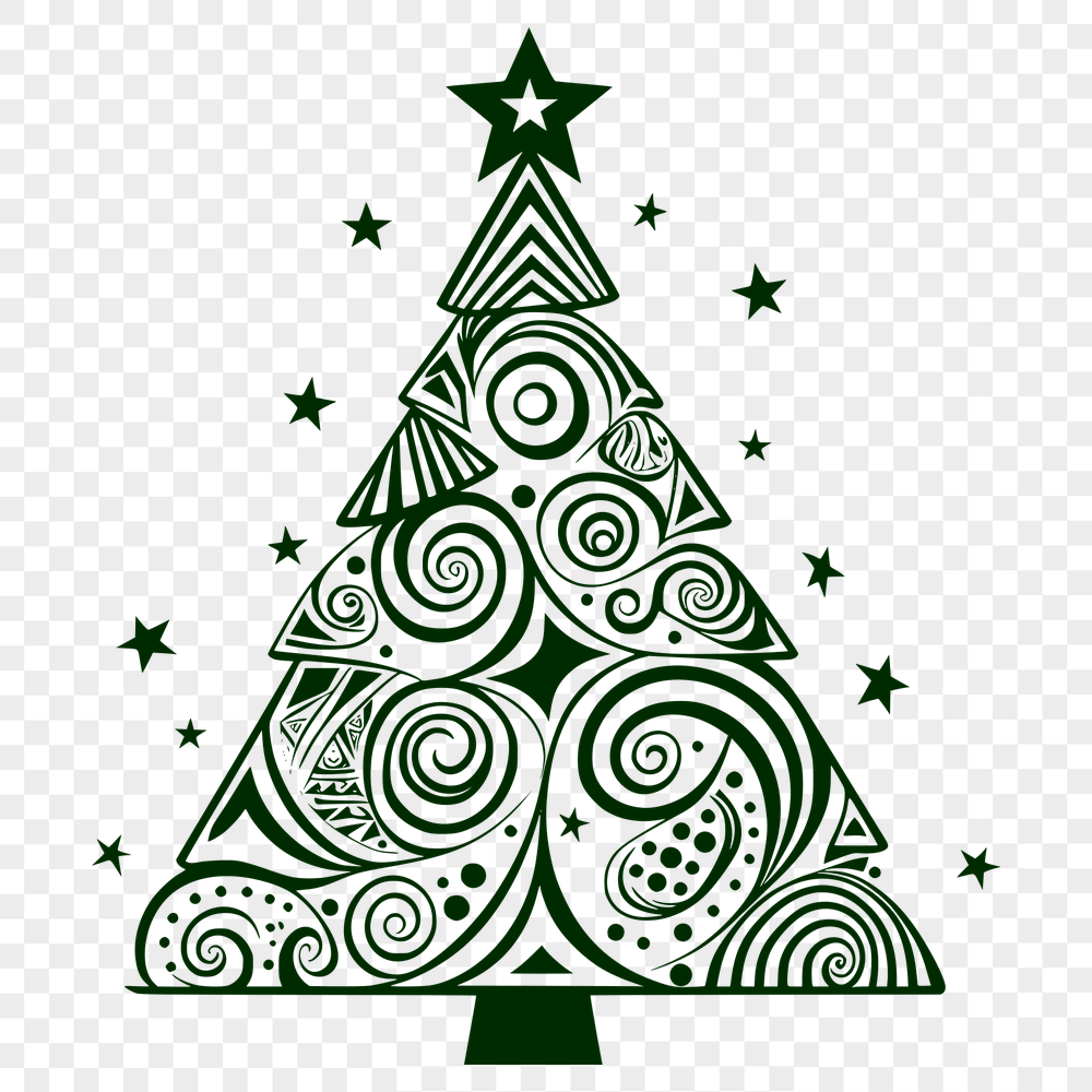 Artistic Christmas Tree - PNG Format