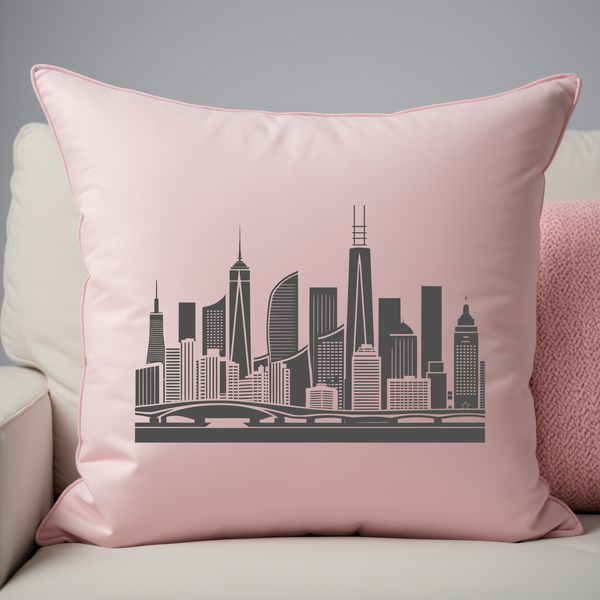 Illustrative city skyline design created using vector graphics.