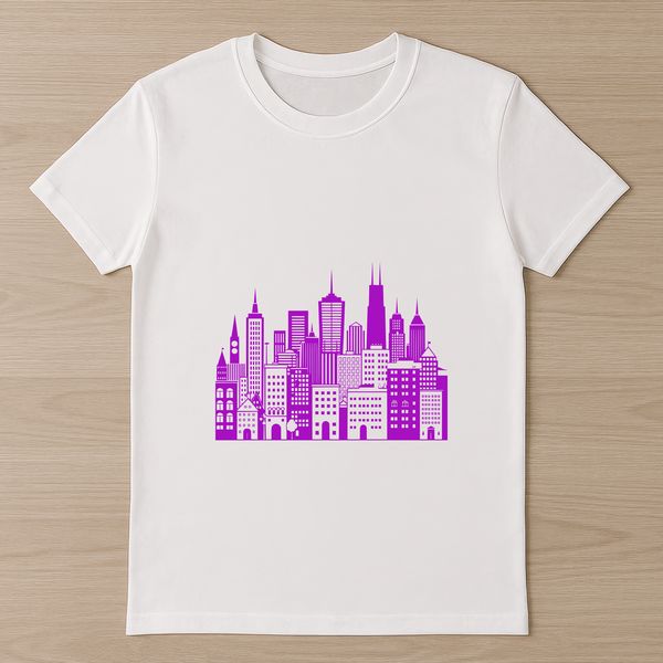 Metropolitan Landscape Vector Graphic A detailed illustration of a metropolitan city skyline with tall buildings and bustling streets.