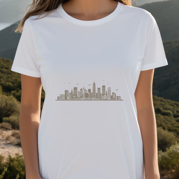 Modern Metropolis Silhouette Urban cityscape with iconic skyscrapers and bustling streets in vector format.