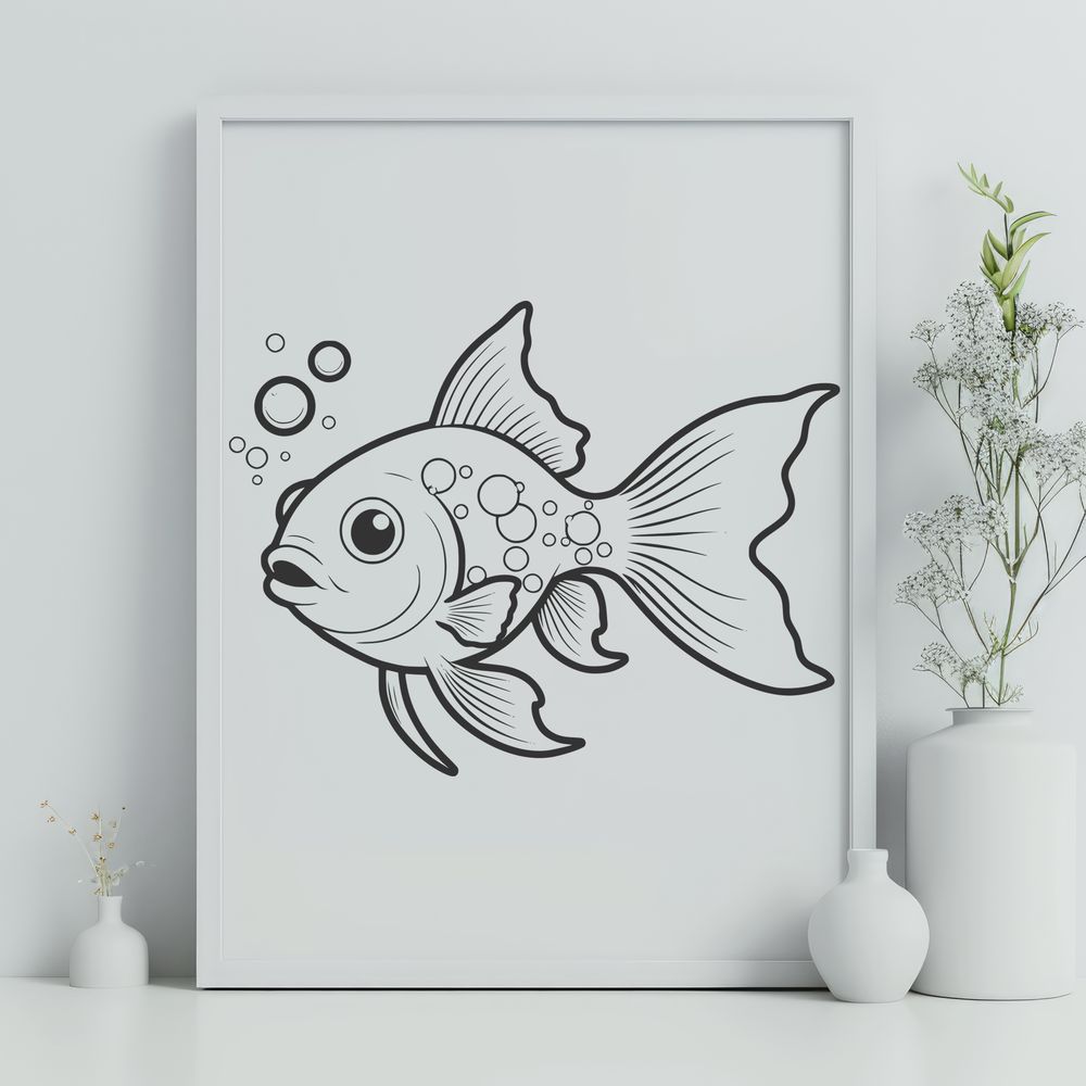 Goldfish in Motion Vector Art A colorful illustration of a goldfish in a swimming motion.