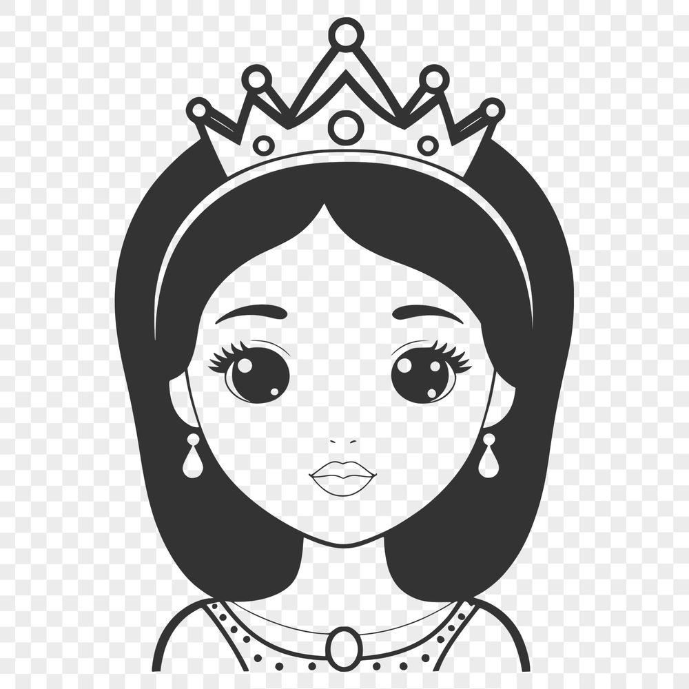 A young female princess in a traditional royal attire, suitable for clip art or vector design projects.