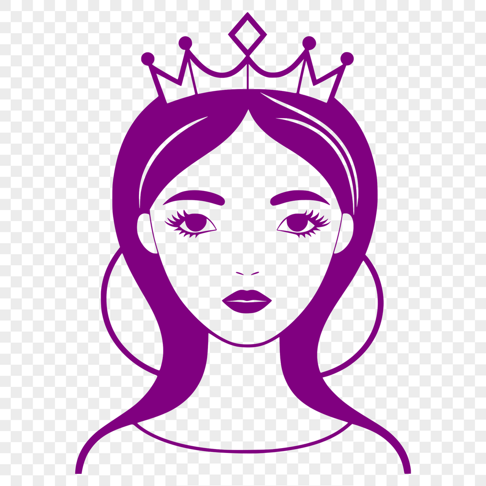 SVG illustration of a young female princess character for graphic design projects.