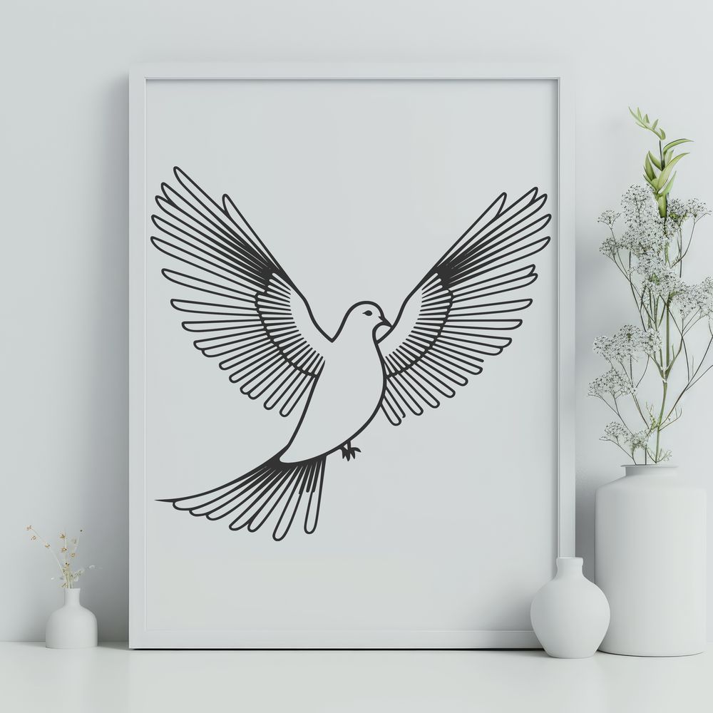 Peaceful White Dove Illustration A white dove perched on a branch, symbolizing peace and tranquility in a simple vector illustration.