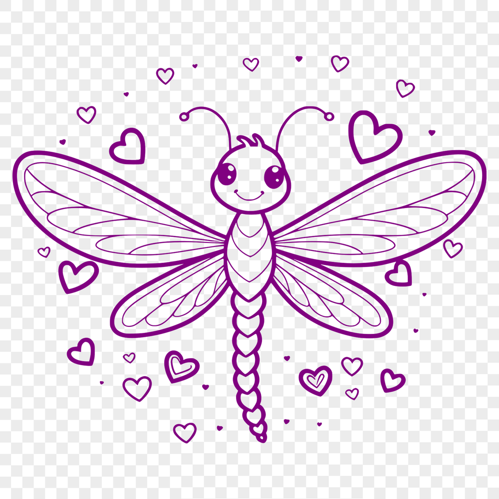 Colorful Insect Clip Art Illustration A colorful dragonfly with love hearts in its wings and body, designed as vector art.