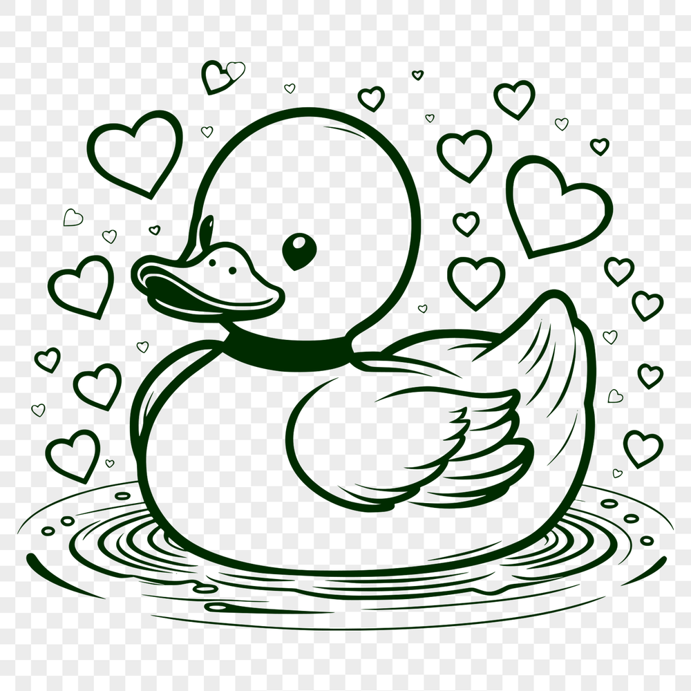 Red Heart Duck Vector Illustration A simple vector illustration of a duck with red heart accents on its feathers.