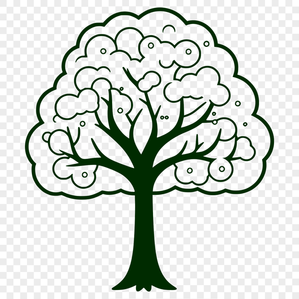 Simple Tree SVG Icon Graphics A single tree illustration created using vector design software, suitable for various uses including commercial projects.