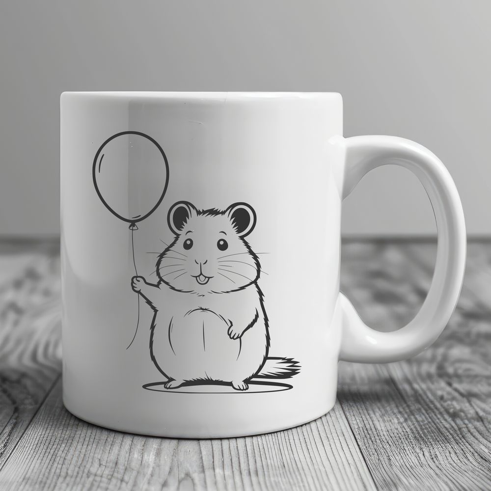 Adorable Hamster Balloon Holder A cute illustration of a hamster holding a balloon.