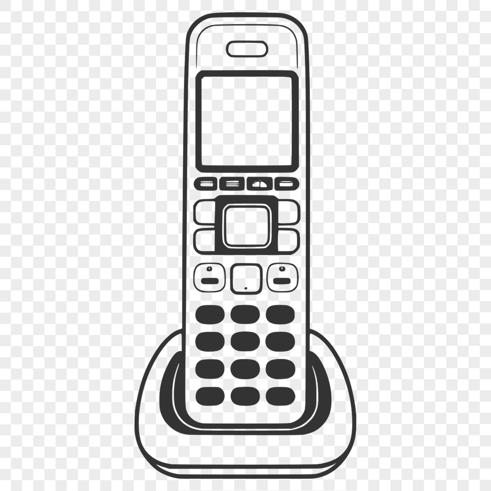 A detailed illustration of a telephone with a modern design.