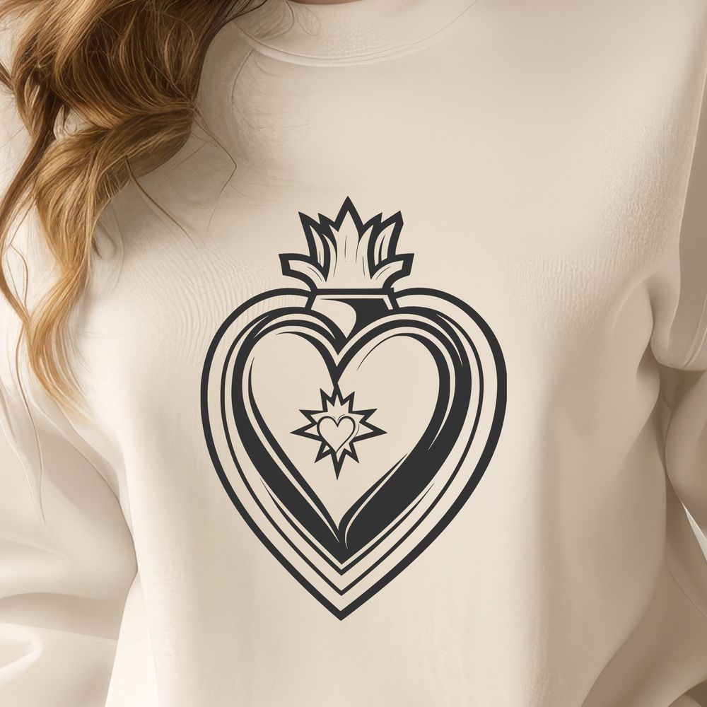 Sacred Heart Iconography Art A stylized illustration of the Sacred Heart, suitable for various designs and projects.