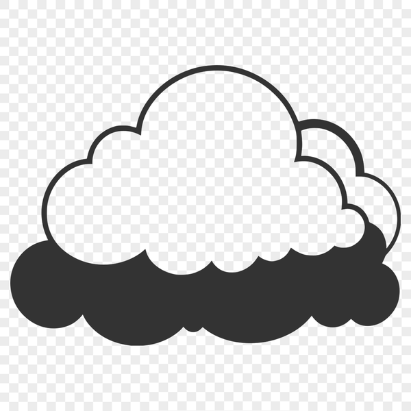 A high-resolution, scalable graphic illustration of a white cloud against a clear blue sky.
