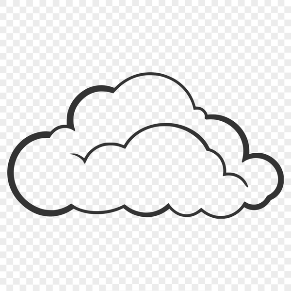 A white, fluffy cloud icon in vector format, suitable for use in digital designs.