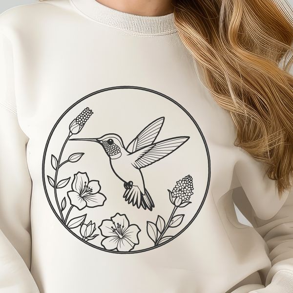 Floral Branch Visitor Illustration A detailed illustration of a hummingbird perched on a floral branch, created in vector format.