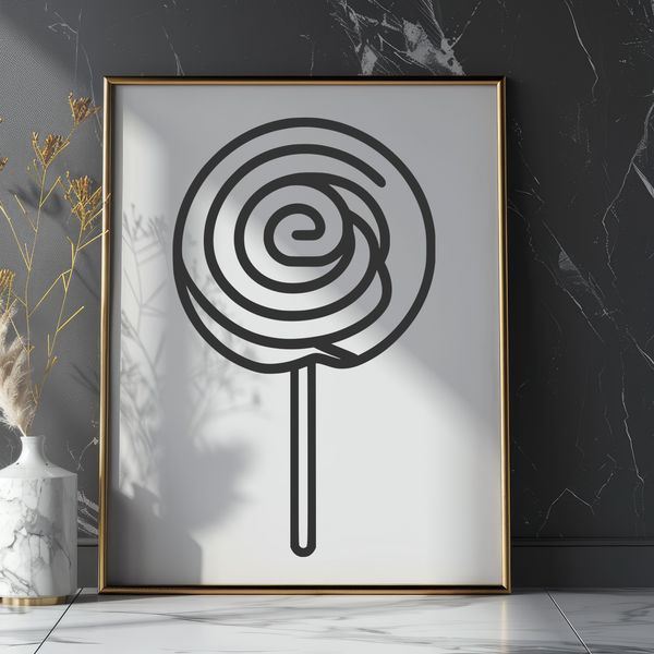 Colorful Candy Treat Vector Icon A vector graphic design element featuring a stylized depiction of a lollipop in various colors.
