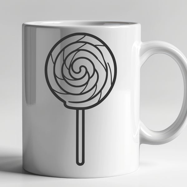 Colorful Treat on White Background A colorful lollipop on a white background, made up of vector shapes and lines.