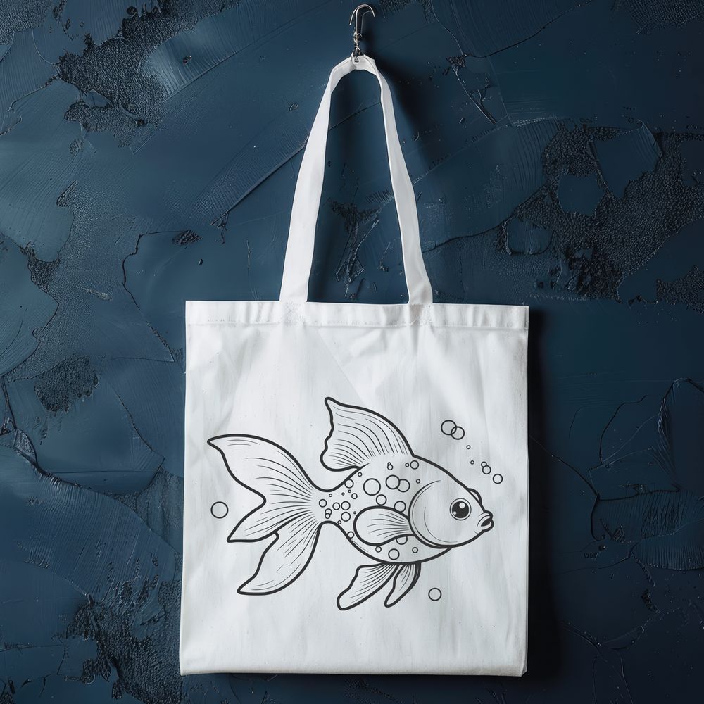 Goldfish Illustration in Digital Formats Illustration of a goldfish in various digital formats including SVG, PNG, PDF, and DXF.