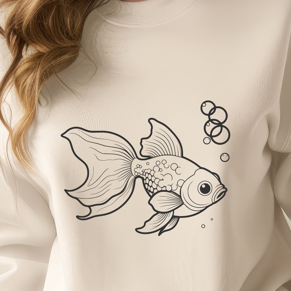 Vibrant Domesticated Fish SVG Art A colorful illustration of a domesticated fish commonly kept as a pet, featuring vibrant scales and a rounded body.
