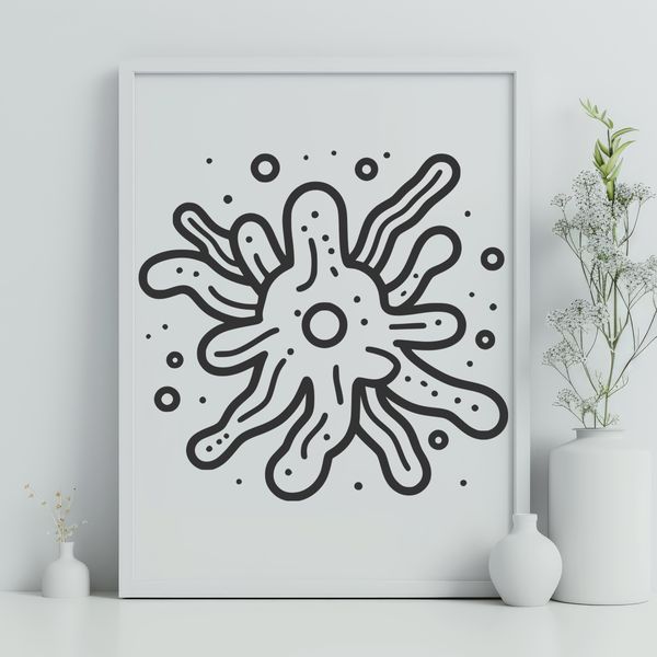 A detailed illustration of a bacteria cell, suitable for vector art and cutting machine designs.