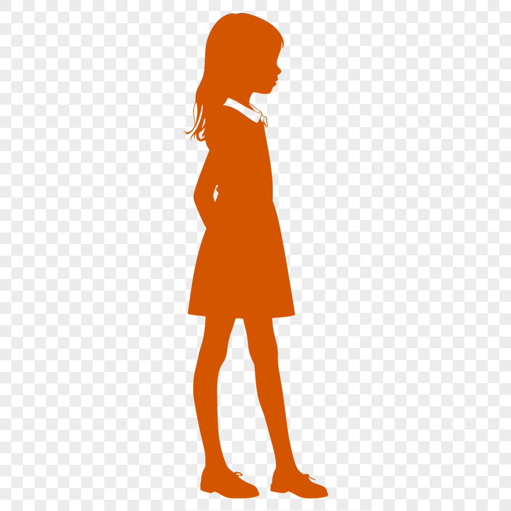 Simple Girl Line Art in Scalable SVG Format Simple line art depiction of a girl, rendered as a scalable SVG file for use in digital designs and crafts.