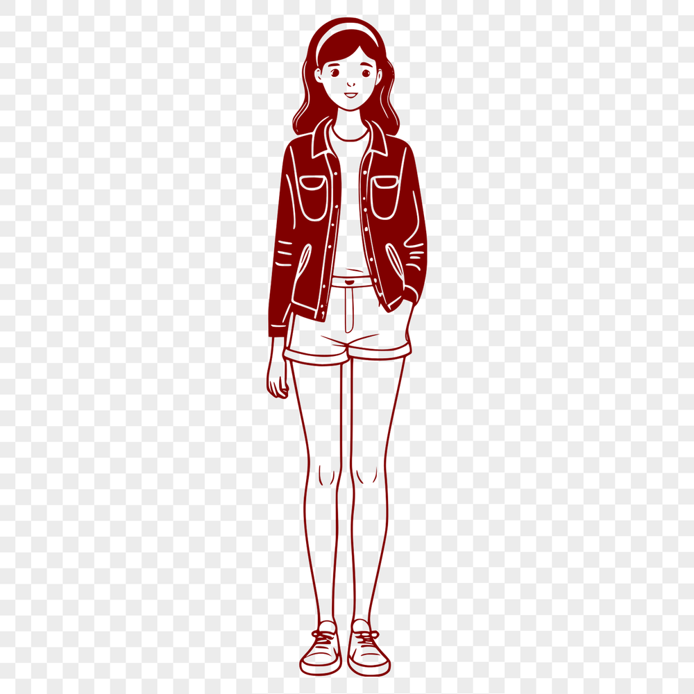 Young Girl Illustration Vector Art A young girl illustration in vector format, suitable for digital design and cutting applications.