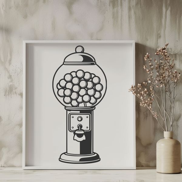 A simple vector illustration of a classic gumball machine, suitable for digital designs and crafts.