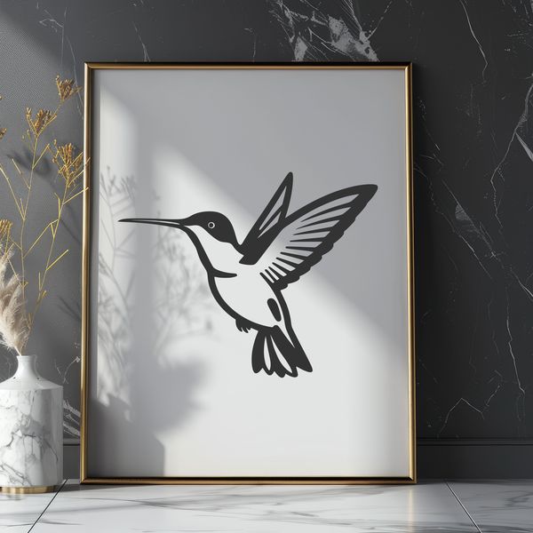 Beautiful Vector Bird in Flight Design A colorful illustration of a hummingbird in flight, perfect for vector graphics.