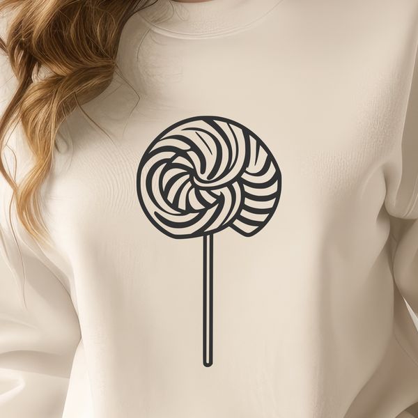 Free SVG Candy Design A colorful illustration of a lollipop on a white background.